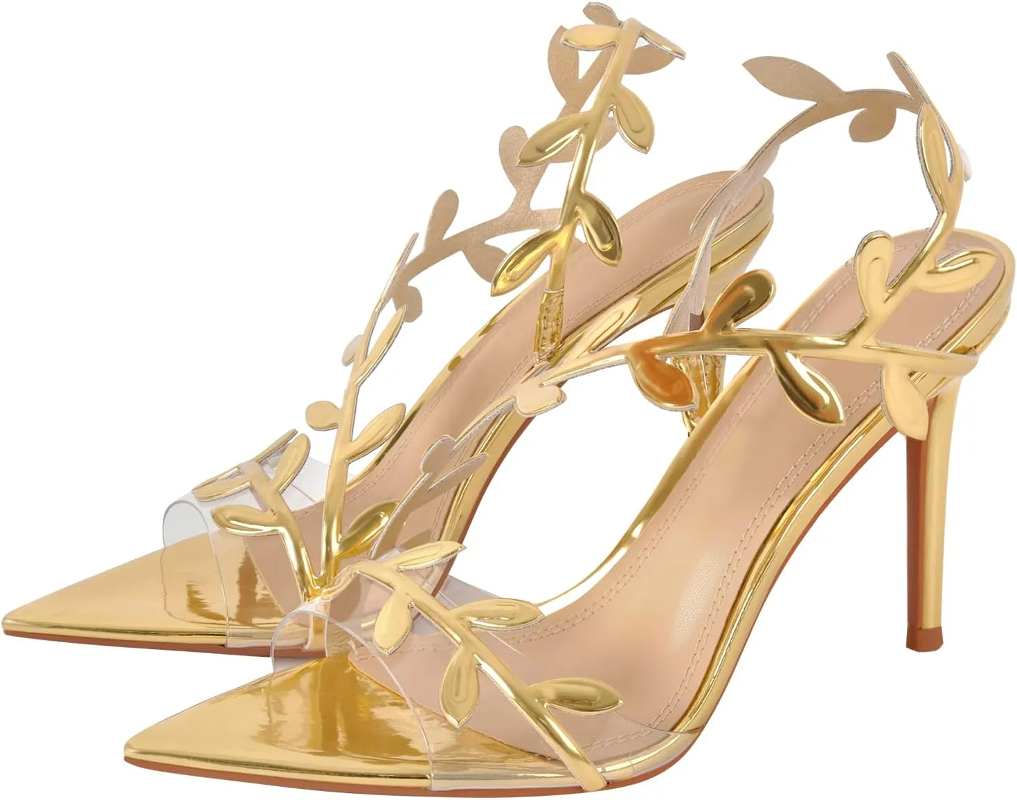 sexytag Clear Stiletto High Heels Pointed Open Toe Strappy Slingback Heeled Sandals for Women