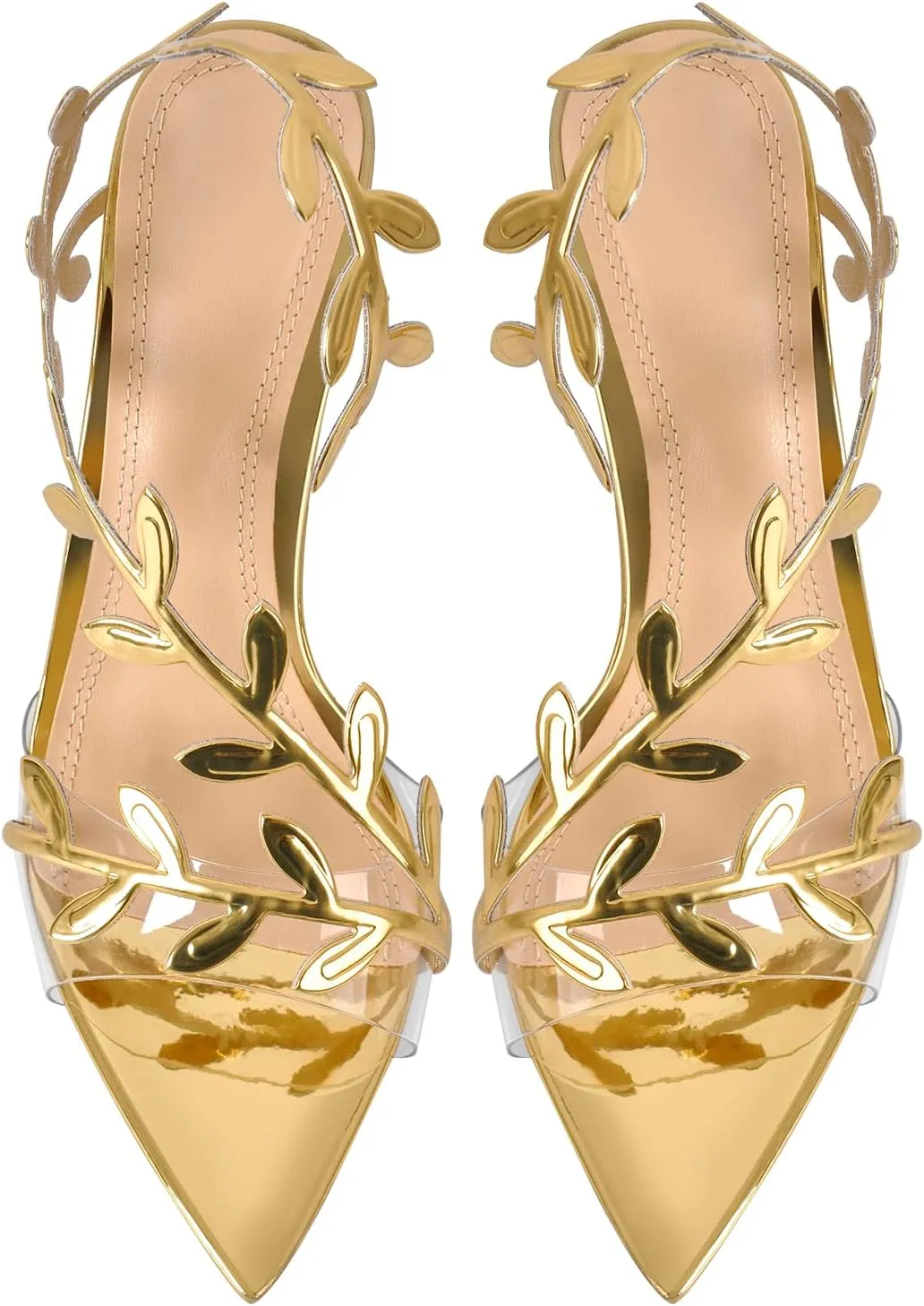 sexytag Clear Stiletto High Heels Pointed Open Toe Strappy Slingback Heeled Sandals for Women