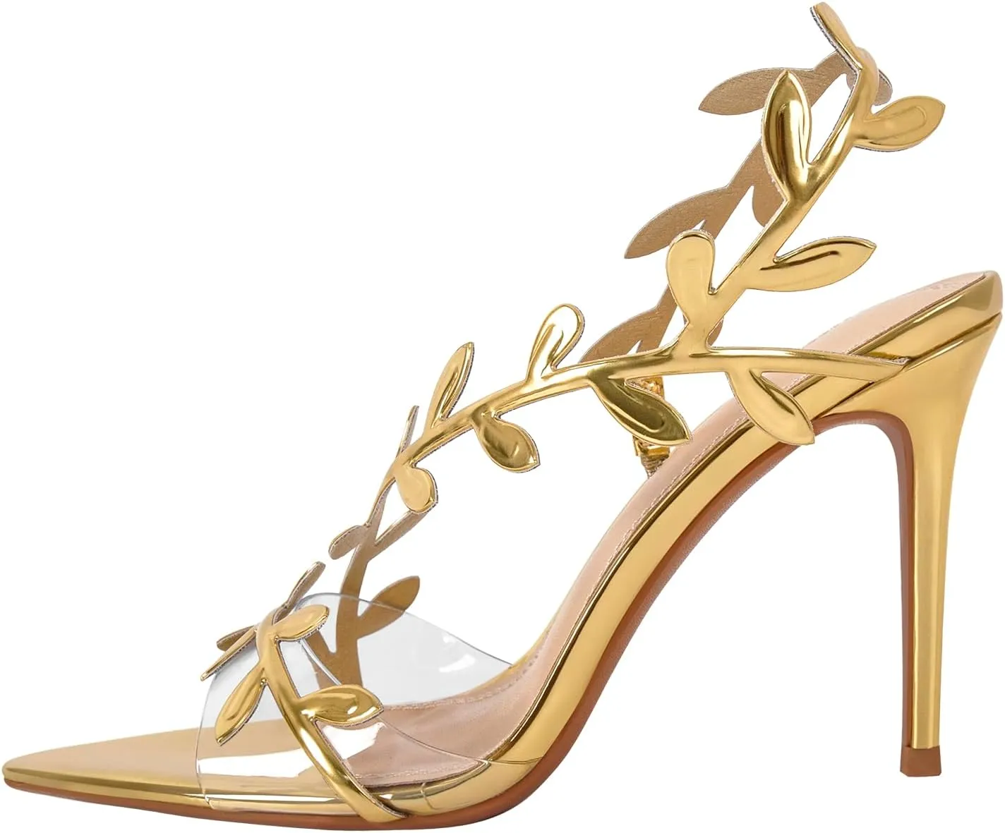 sexytag Clear Stiletto High Heels Pointed Open Toe Strappy Slingback Heeled Sandals for Women