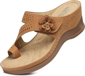 SHIBEVER Women's Wedge Sandals Platform: Comfortable Dressy Summer Casual Slip on - Low Heels Flip Flops Women Sandals