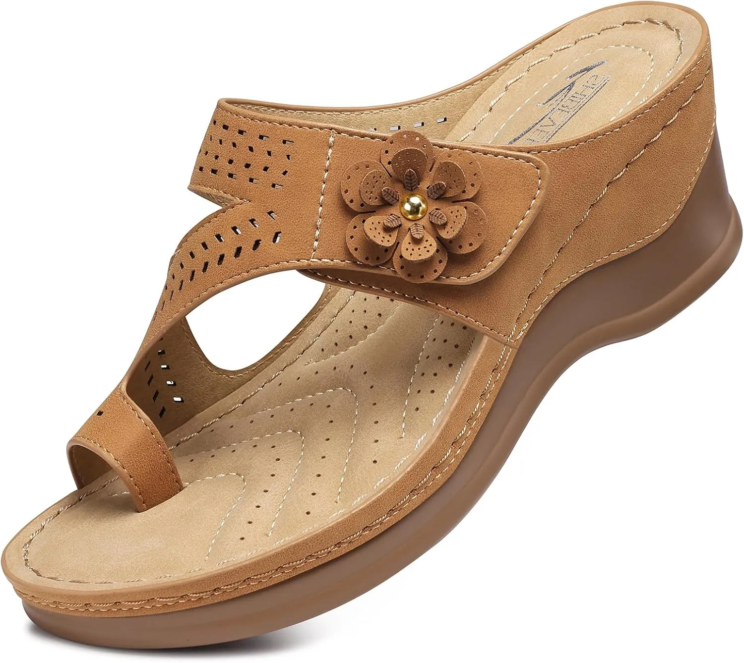 SHIBEVER Women's Wedge Sandals Platform: Comfortable Dressy Summer Casual Slip on - Low Heels Flip Flops Women Sandals