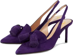 SHODENSE Women Kitten Heel Slingback Pumps Pointed Toe Suede Elastic Ankle Strap Sandals Fringe Closed Pointy Toe High Heels Stiletto Pumps Tassel Backless Dress Shoes Office Ladies Elegant 4-11 M US