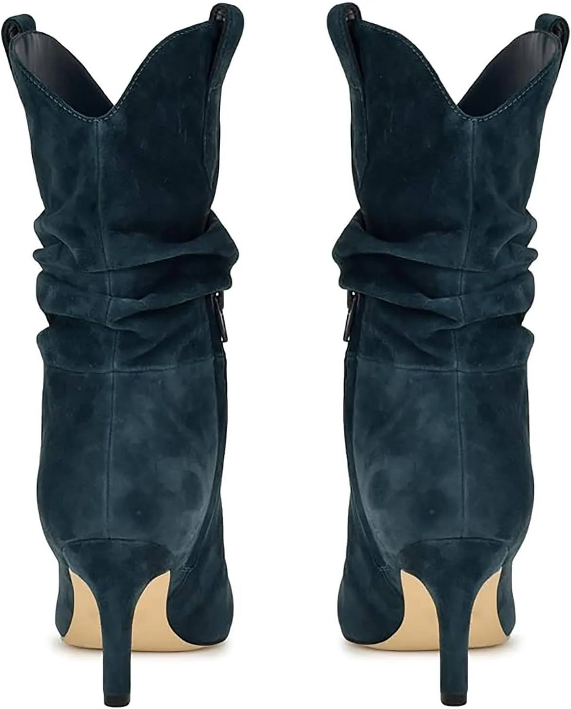 SHODENSE Women Slouch Stiletto Western Boots Mid Calf Pointed Toe Suede Cowboy Calf Boots Stiletto High Heels 3 inch Slim Heel Calf High Boots Cowgirl Zipper Vintage Party Office 4-11 M US