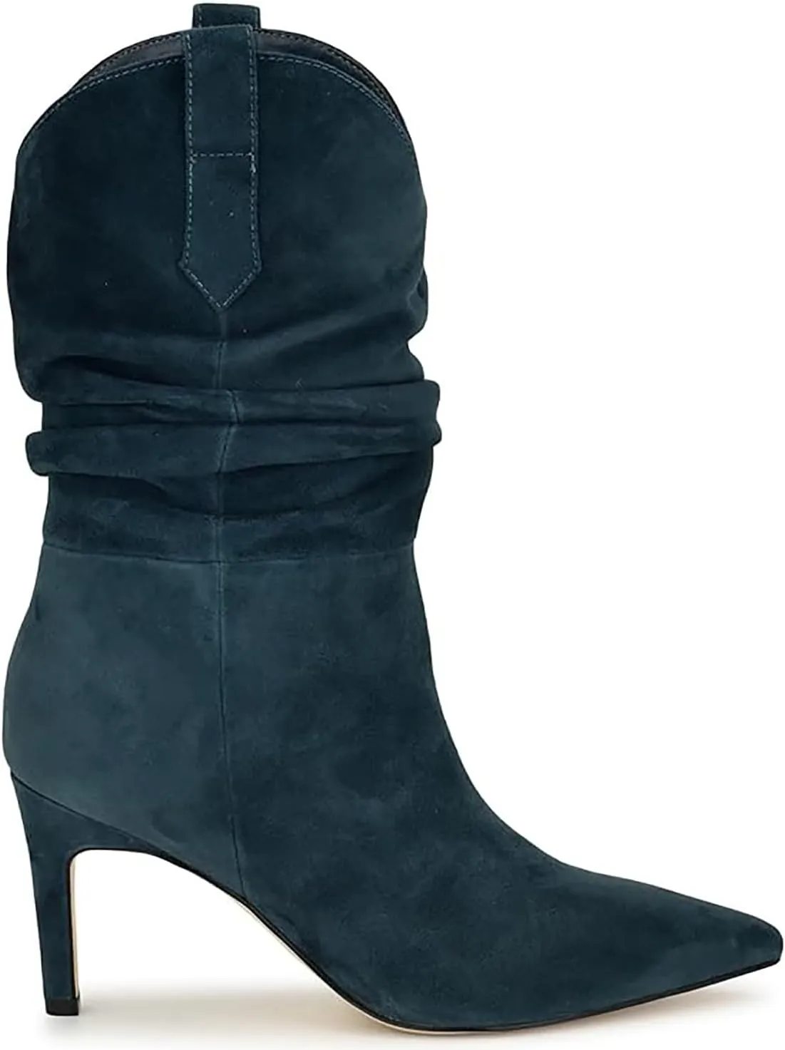SHODENSE Women Slouch Stiletto Western Boots Mid Calf Pointed Toe Suede Cowboy Calf Boots Stiletto High Heels 3 inch Slim Heel Calf High Boots Cowgirl Zipper Vintage Party Office 4-11 M US