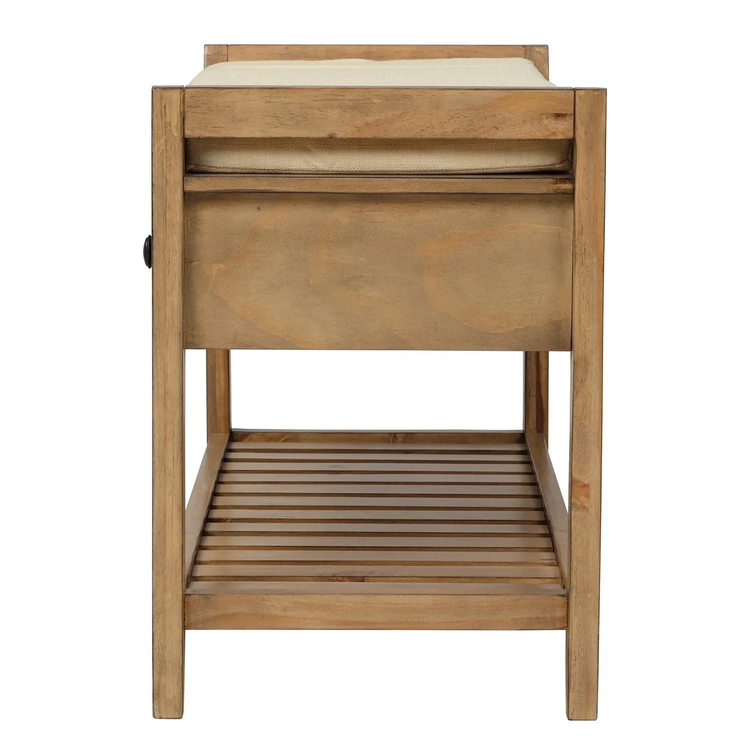Shoe Rack with Cushioned Seat and Drawers - Old Pine