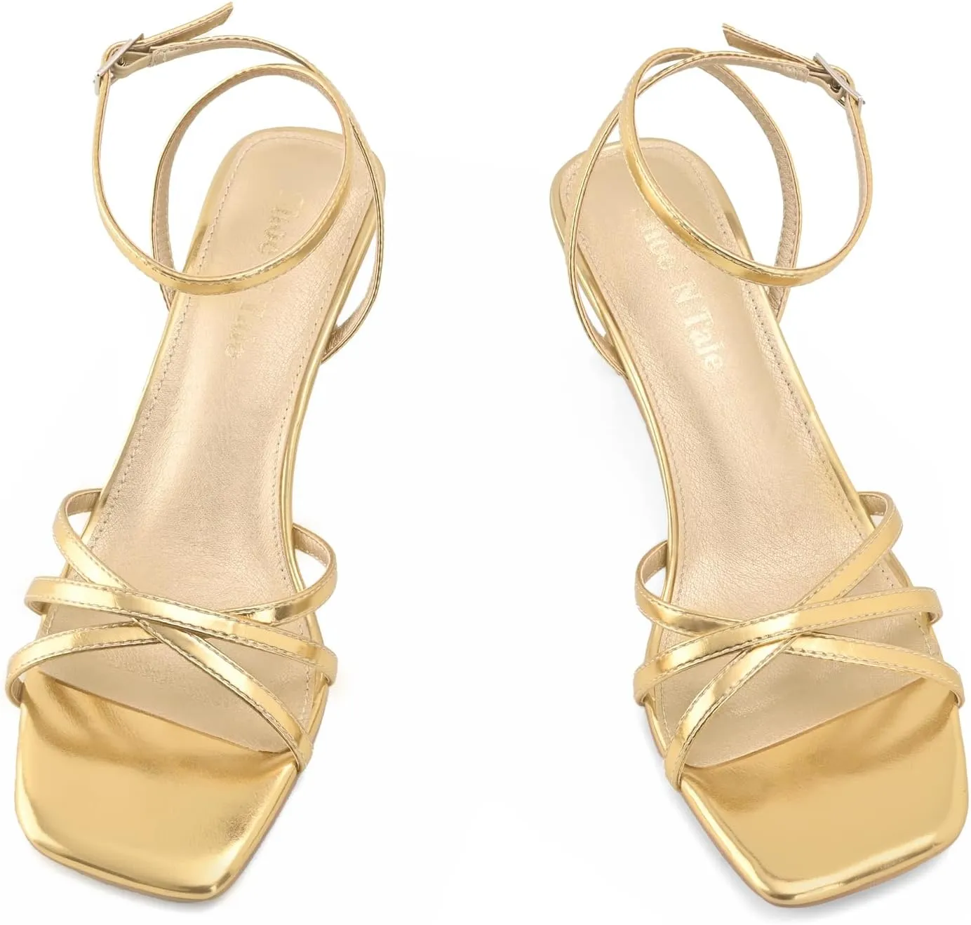 Shoe’N Tale Womens Kitten Heels Heeled Strappy Sandals Square Open Toe Stilettos Adjustable Ankle Strap Dress Party Wedding Fashion Shoes