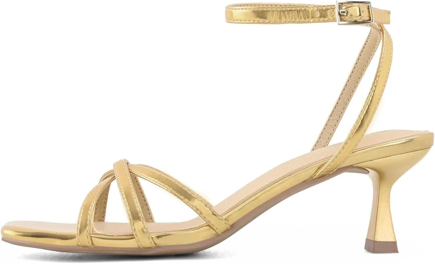 Shoe’N Tale Womens Kitten Heels Heeled Strappy Sandals Square Open Toe Stilettos Adjustable Ankle Strap Dress Party Wedding Fashion Shoes