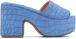 Shu Shop Womens Giza Croc Platform Casual Sandals Casual Mid Heel 2-3" - Blue