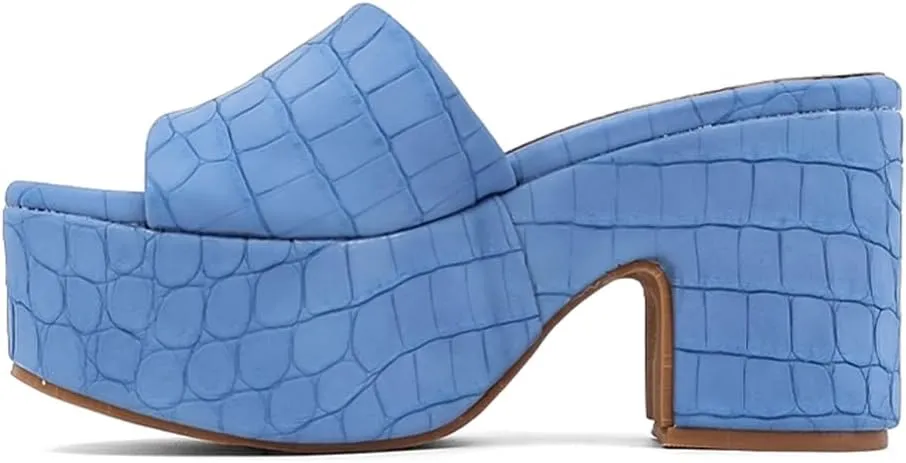 Shu Shop Womens Giza Croc Platform Casual Sandals Casual Mid Heel 2-3" - Blue
