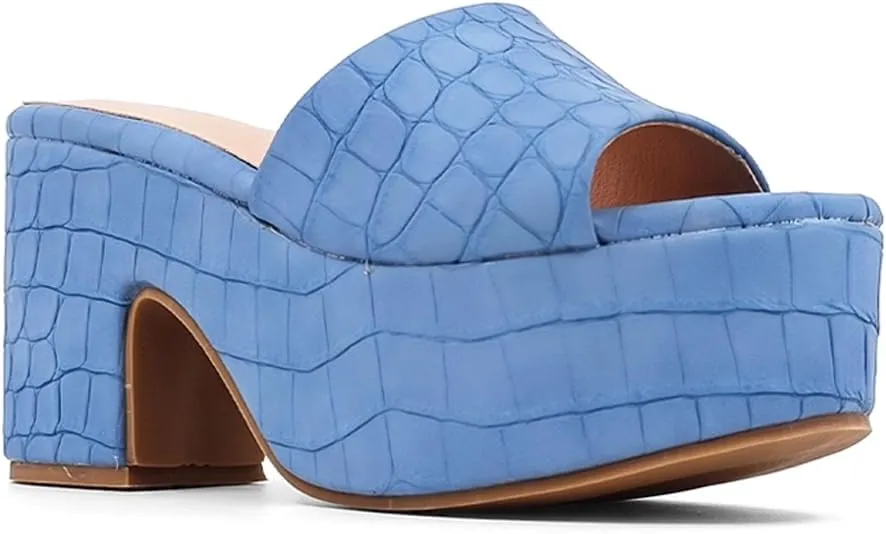 Shu Shop Womens Giza Croc Platform Casual Sandals Casual Mid Heel 2-3" - Blue