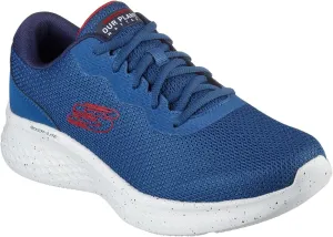 Skechers Men's Memory Foam Sport Walking Shoes, Blue/Red, Comfort Casual (Blue with Red and White Accents, US Footwear Size System, Adult, Men, Numeric, Medium, 14)