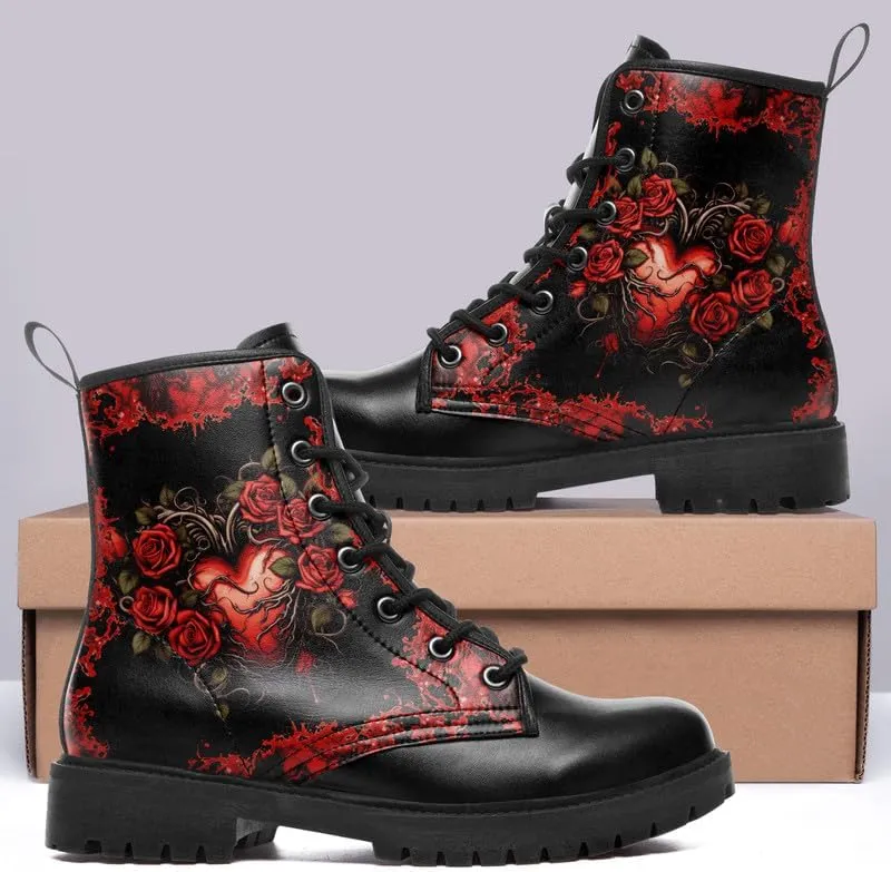 Skull Gothic Combat Boots Punk Rock Winter Shoes Waterproof Lace-Up Ankle Booties Chunky Platform Leather Work Boots for Men & Women