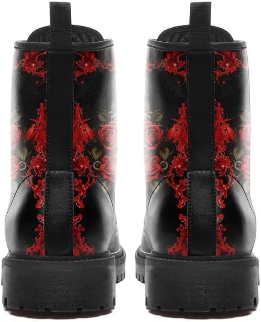 Skull Gothic Combat Boots Punk Rock Winter Shoes Waterproof Lace-Up Ankle Booties Chunky Platform Leather Work Boots for Men & Women