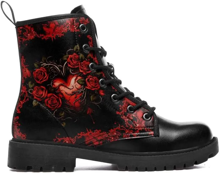 Skull Gothic Combat Boots Punk Rock Winter Shoes Waterproof Lace-Up Ankle Booties Chunky Platform Leather Work Boots for Men & Women