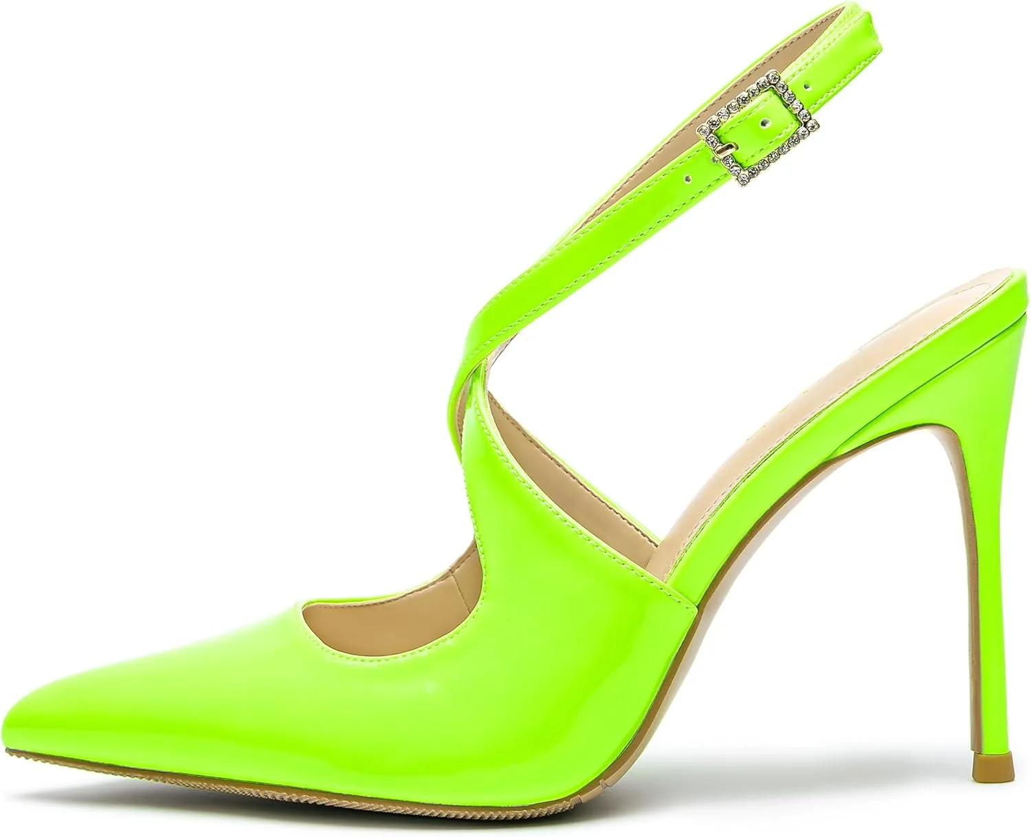 Slingback Heels for Women Pointed Closed Toe Stiletto Pumps Cross Strap Kitten Heels Wedding Party Dress Sandals Shoes