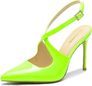 Slingback Heels for Women Pointed Closed Toe Stiletto Pumps Cross Strap Kitten Heels Wedding Party Dress Sandals Shoes