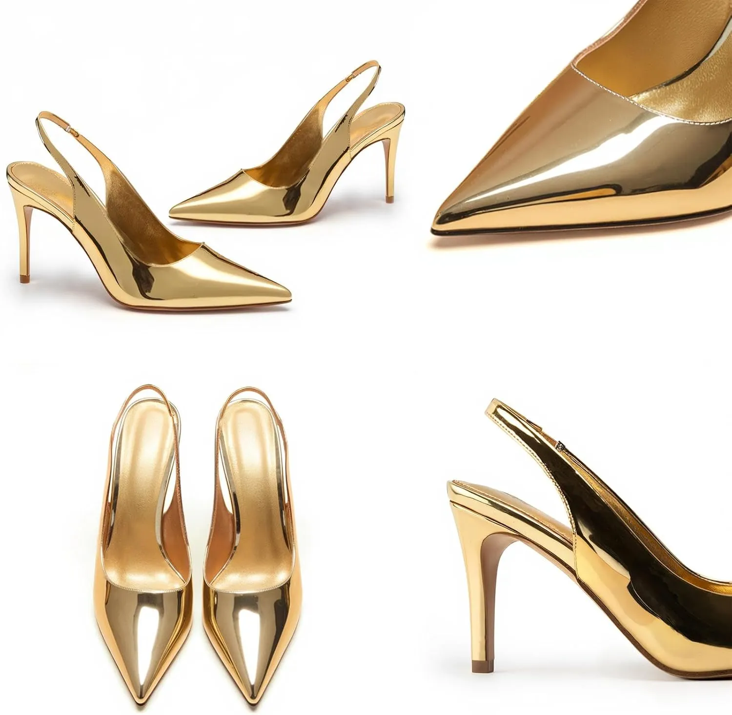 Slingback Heels for Women Pointed Toe Stiletto Heel Closed Toe Pumps Slip on High Heels 2.95 inch Dress Pumps