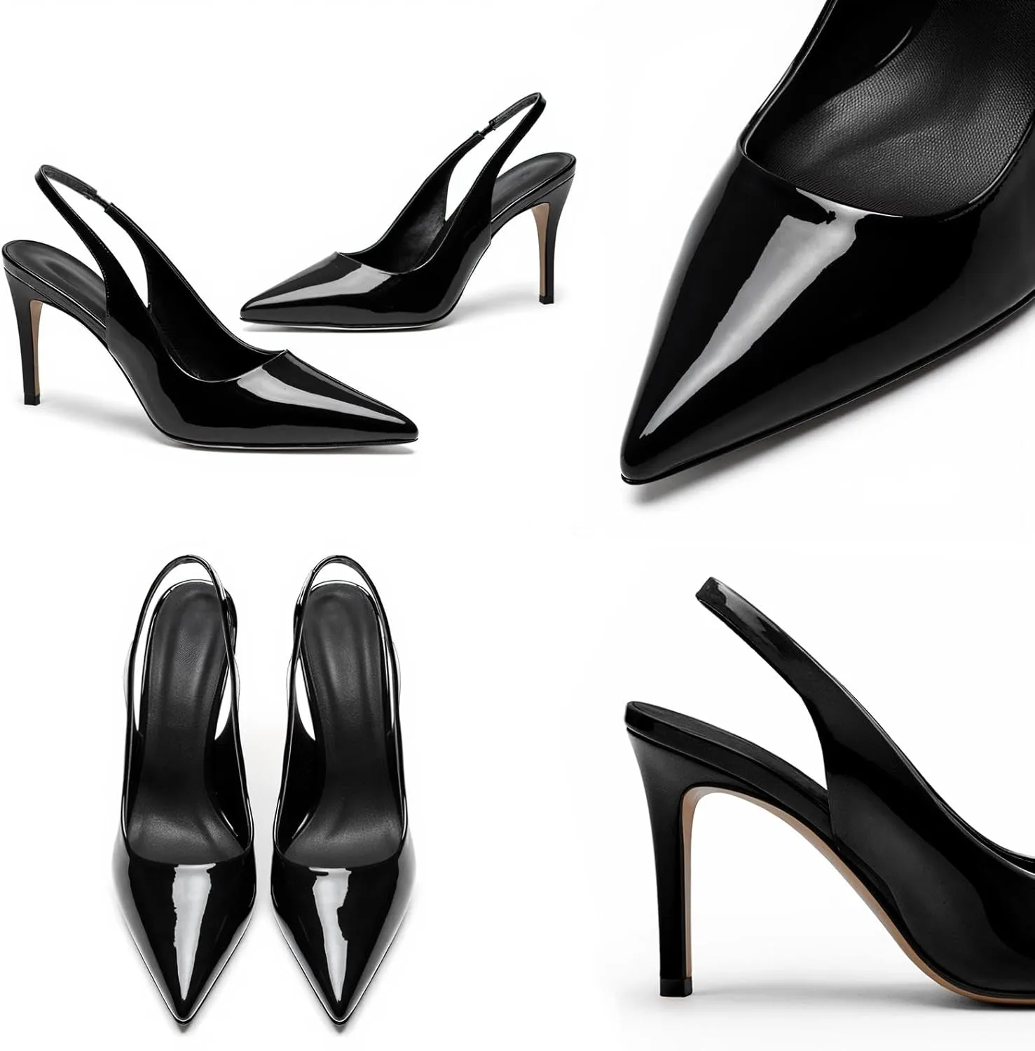 Slingback Heels for Women Pointed Toe Stiletto Heel Closed Toe Pumps Slip on High Heels 2.95 inch Dress Pumps