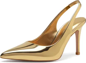 Slingback Heels for Women Pointed Toe Stiletto Heel Closed Toe Pumps Slip on High Heels 2.95 inch Dress Pumps
