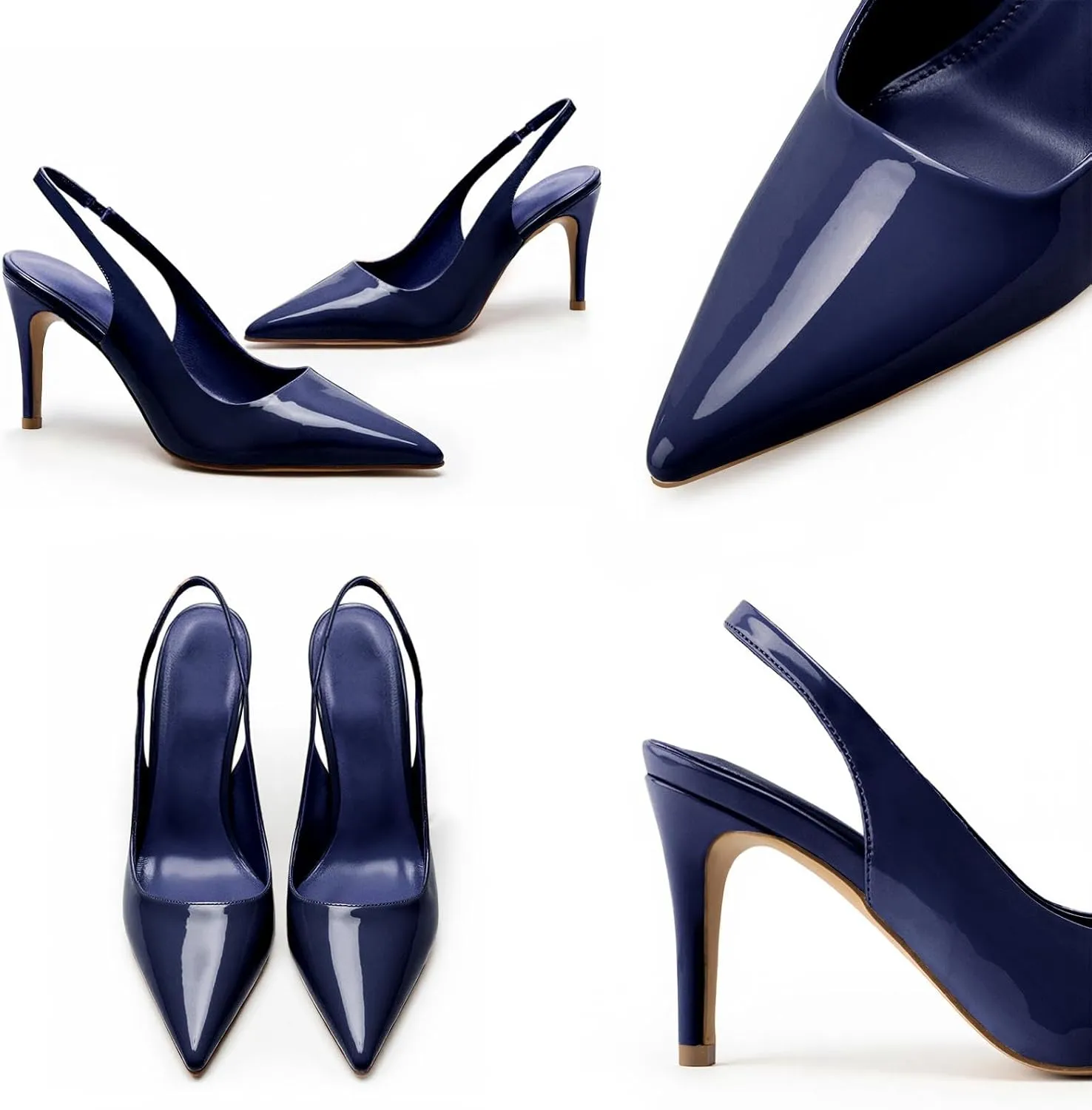 Slingback Heels for Women Pointed Toe Stiletto Heel Closed Toe Pumps Slip on High Heels 2.95 inch Dress Pumps