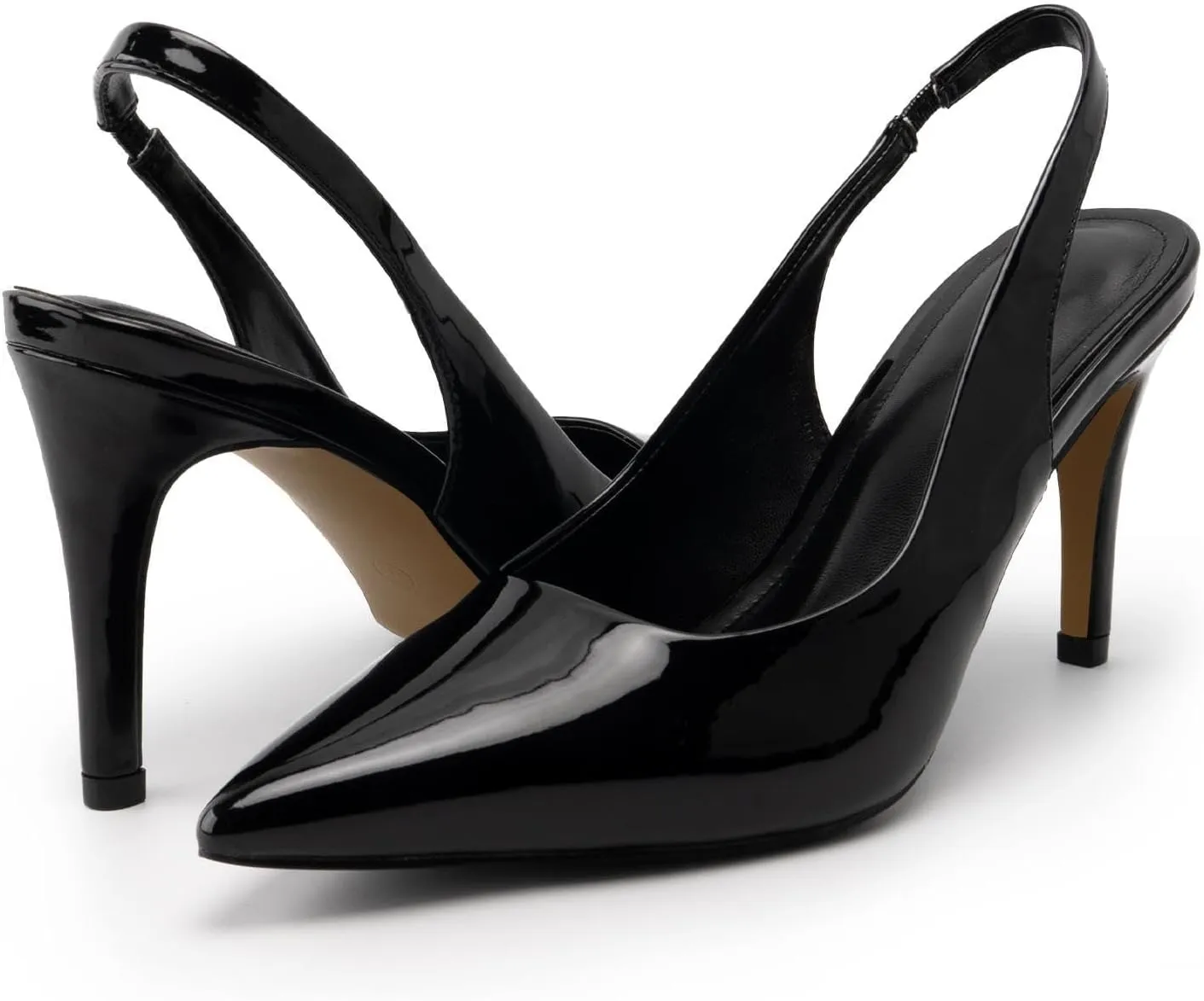 Slingback Heels for Women Pointed Toe Stiletto Heel Closed Toe Pumps Slip on High Heels 2.95 inch Dress Pumps
