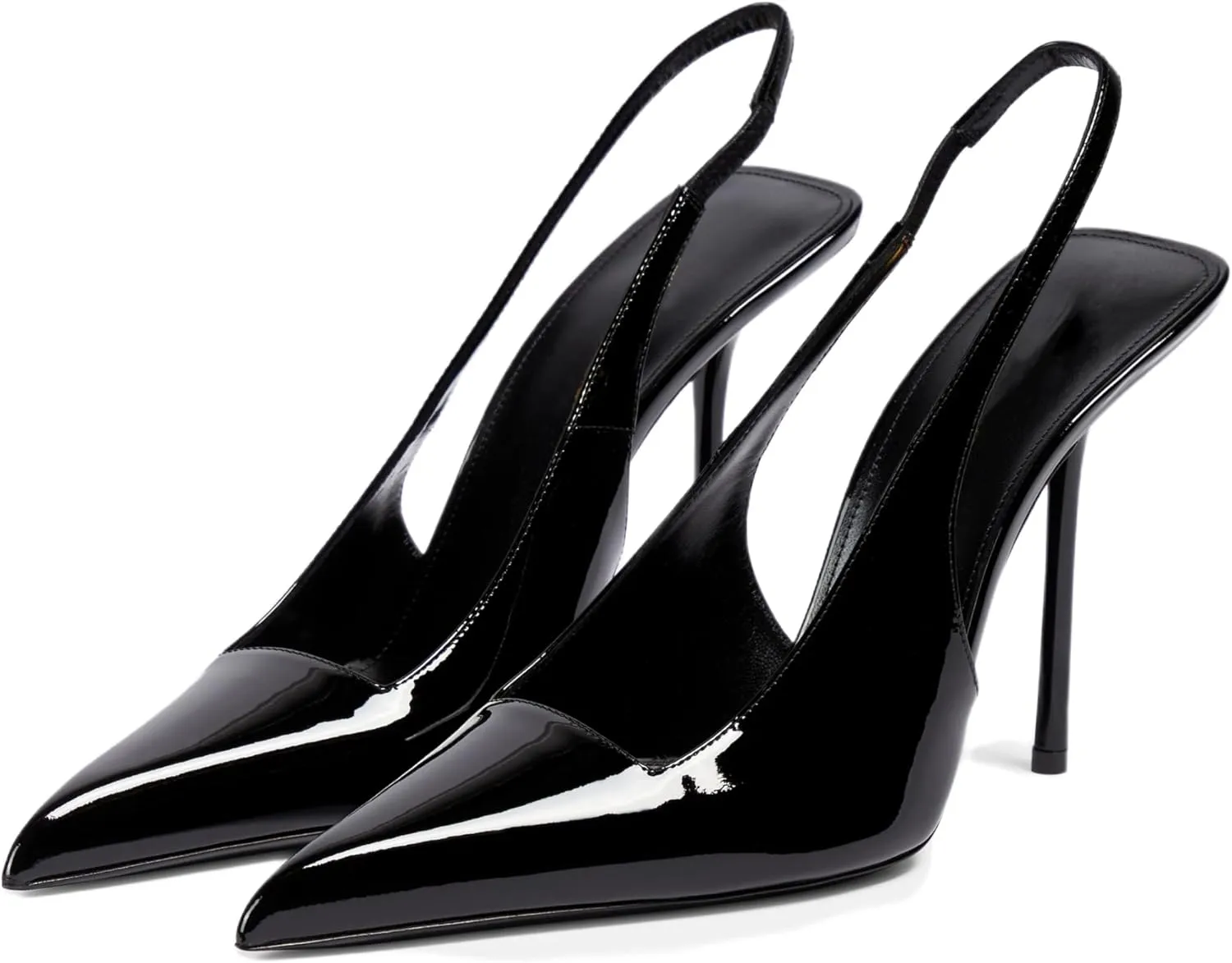 Slingback Heels for Women Pointed Toe Stiletto High Heels Stretch Slip on Backless Patent Leather Fashion Comfortable Dress Pumps Shoes