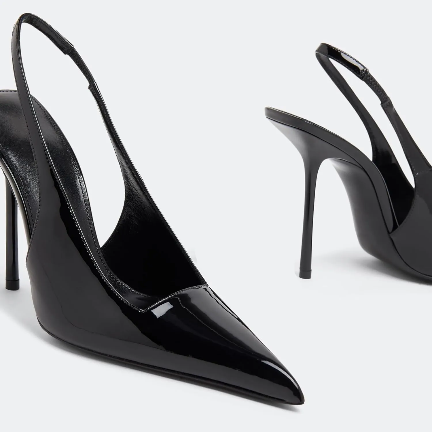 Slingback Heels for Women Pointed Toe Stiletto High Heels Stretch Slip on Backless Patent Leather Fashion Comfortable Dress Pumps Shoes