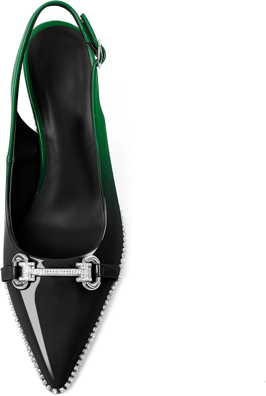 Slingback Heels for Women Stilettos High Heel Crystal-Encrusted Buckled Heels Pointd Toe Pumps 3.5 Inch Comfortable Event Party Dress Shoes
