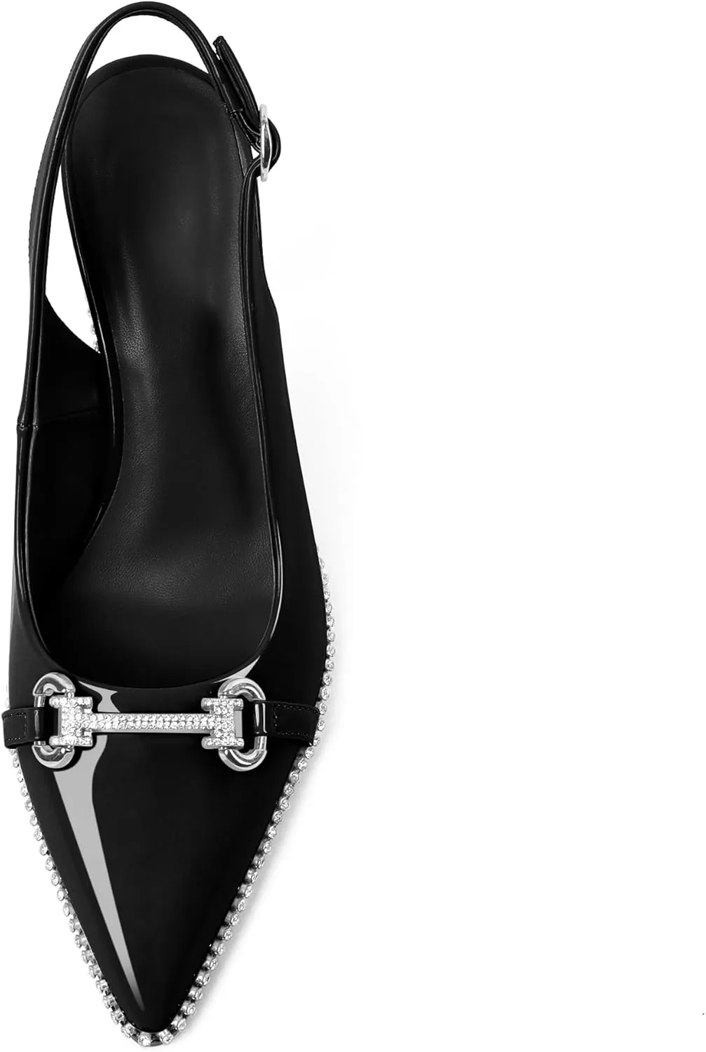 Slingback Heels for Women Stilettos High Heel Crystal-Encrusted Buckled Heels Pointd Toe Pumps 3.5 Inch Comfortable Event Party Dress Shoes