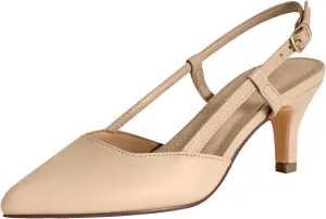 Slingback Low Kitten Heels for Women Closed Pointed Toe Ankle Strap Heels Slip On Pumps Shoes for Party Wedding Dress