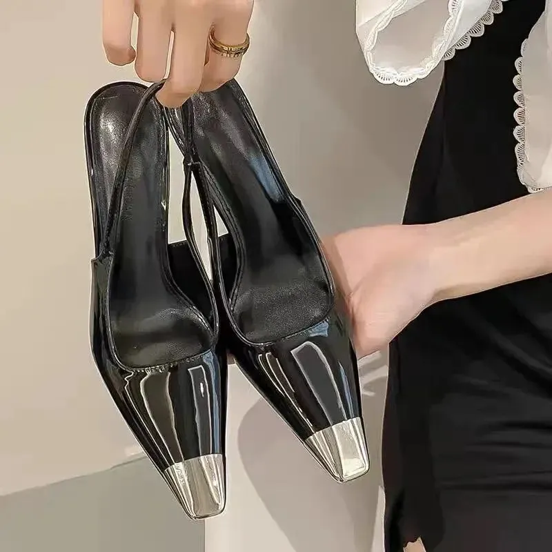 Slingback Square Toe Pointed Heel
