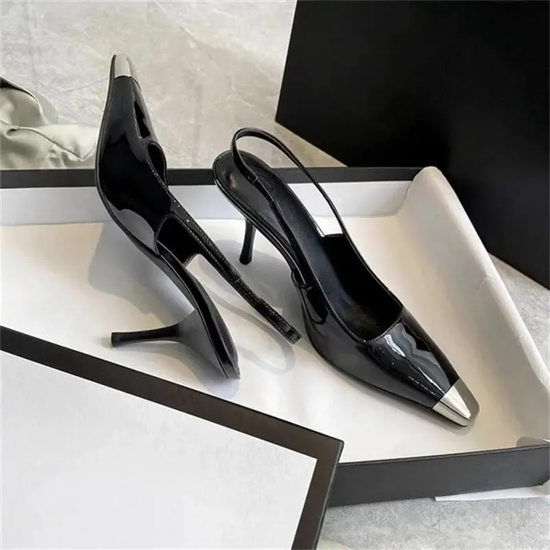 Slingback Square Toe Pointed Heel