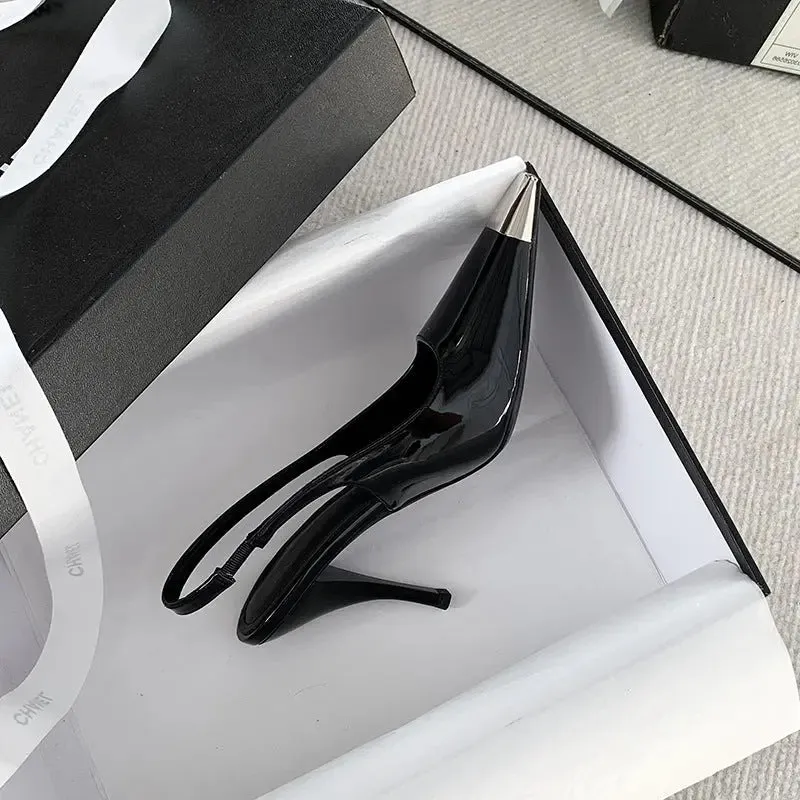 Slingback Square Toe Pointed Heel