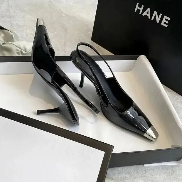 Slingback Square Toe Pointed Heel
