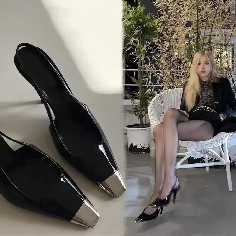 Slingback Square Toe Pointed Heel