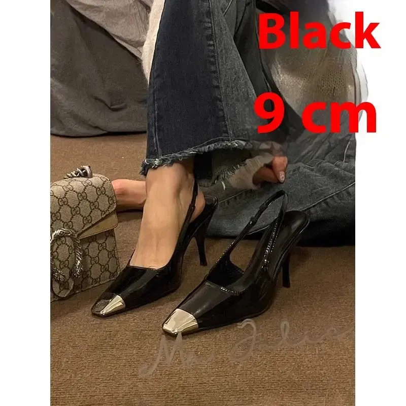 Slingback Square Toe Pointed Heel
