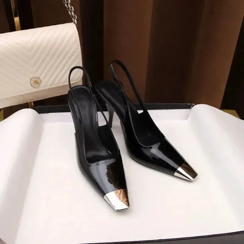 Slingback Square Toe Pointed Heel