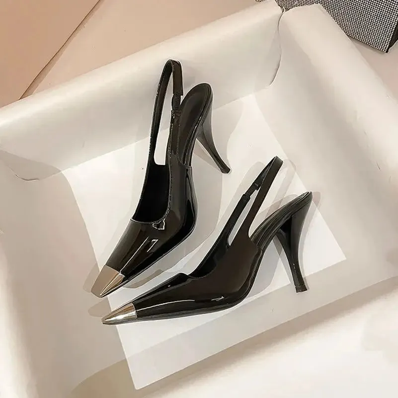 Slingback Square Toe Pointed Heel