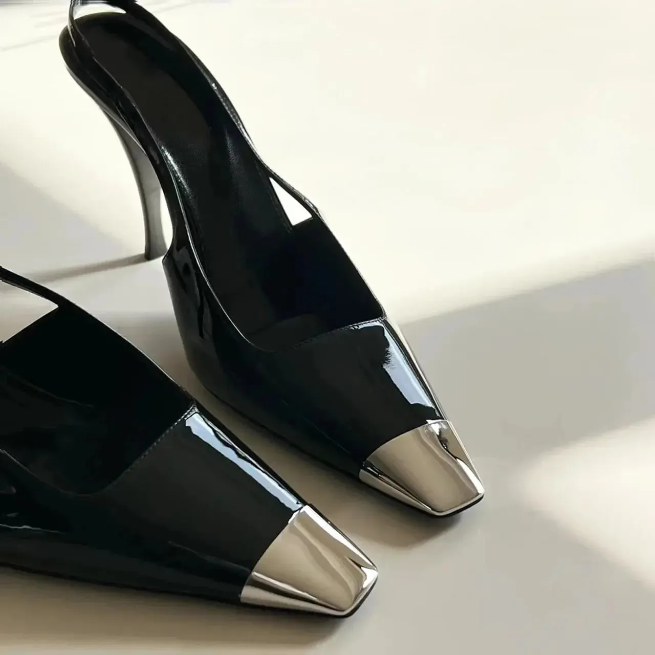 Slingback Square Toe Pointed Heel