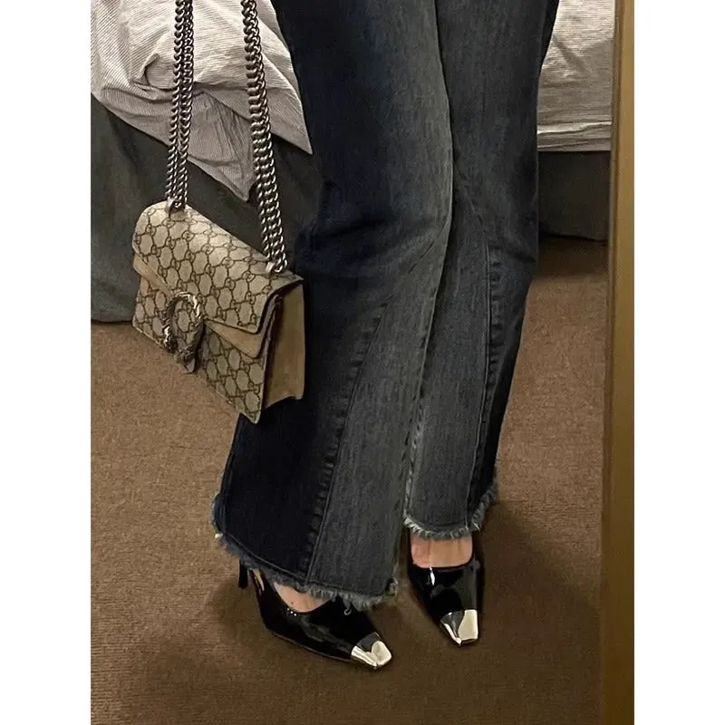 Slingback Square Toe Pointed Heel