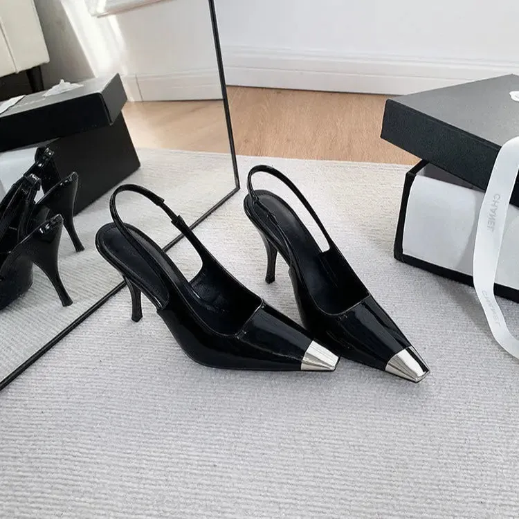 Slingback Square Toe Pointed Heel