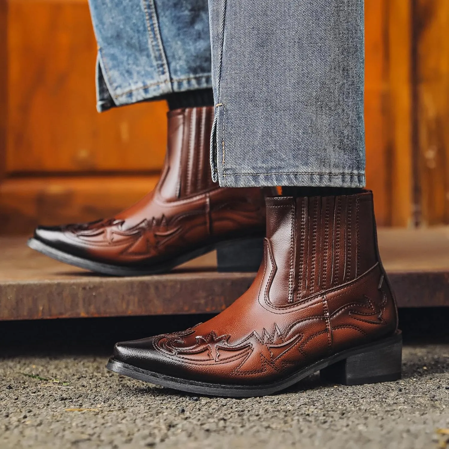 Snip Toe Cowboy Boots for Me,snake Skin Boots Men's,cowboy Boots for Men Pointed Toe,western Cowboy Boots Breathable Casual Comfortable High Top Embroidered Pointed Toe Stitched Oxford Boots