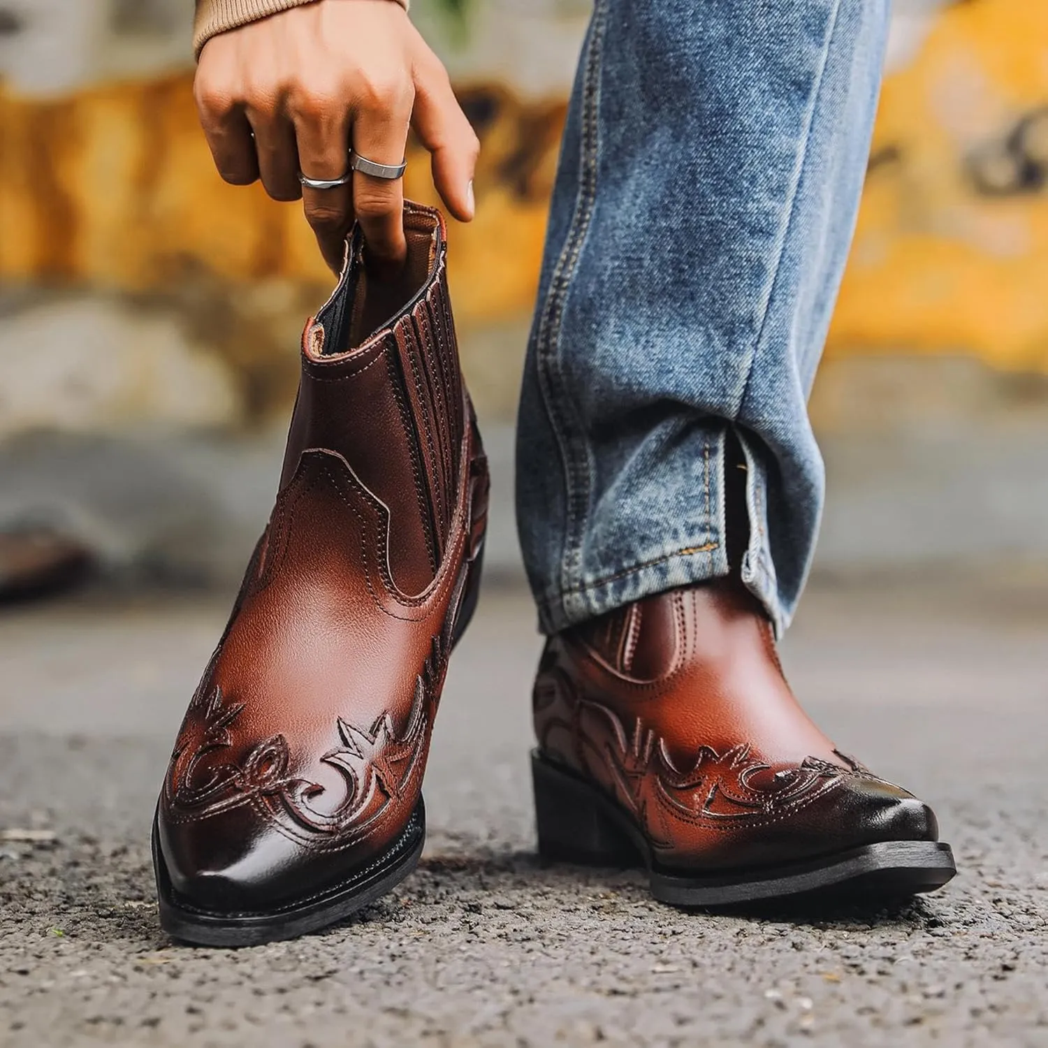 Snip Toe Cowboy Boots for Me,snake Skin Boots Men's,cowboy Boots for Men Pointed Toe,western Cowboy Boots Breathable Casual Comfortable High Top Embroidered Pointed Toe Stitched Oxford Boots