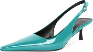 Soireelady Womens Pointed Toe Slingback Heels Kitten Low Heel Pumps Party Dress Shoes 2 Inch