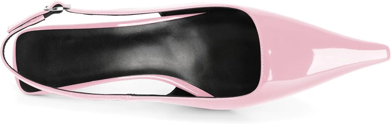 Soireelady Womens Pointed Toe Slingback Heels Kitten Low Heel Pumps Party Dress Shoes 2 Inch
