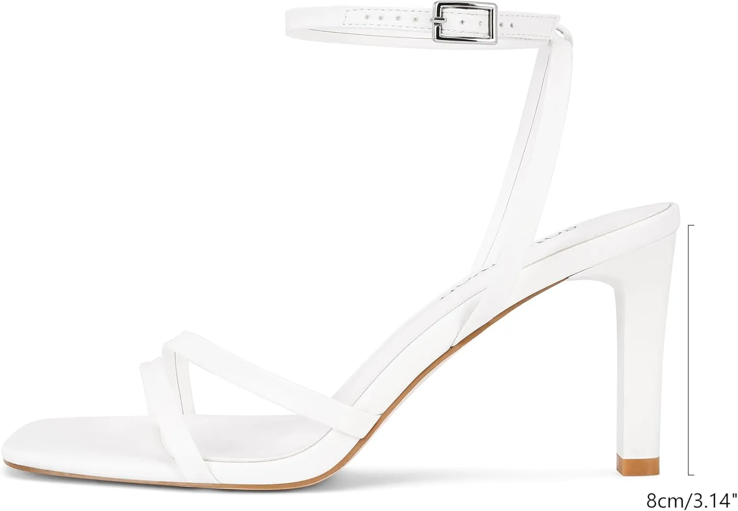 SOVANYOU Heeled Sandals for Women Dressy Square Open Toe Strappy High Heels with Ankle Strap for Wedding Party Daily Wear