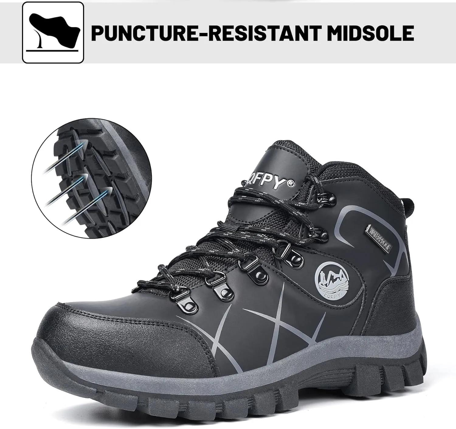 Steel Toe Boots for Men and Women Waterproof Lightweight Work Safety Shoes Puncture Proof Slip Resistant Indestructible Outdoor Hiking Construction Work Utility Boots