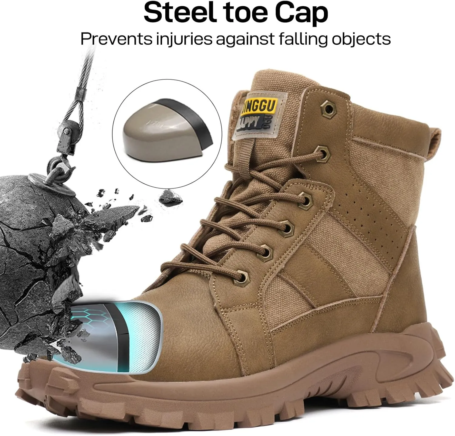 Steel Toe Boots for Men Comfortable Mens Work Boots Indestructible Construction Industrial Safety Boots