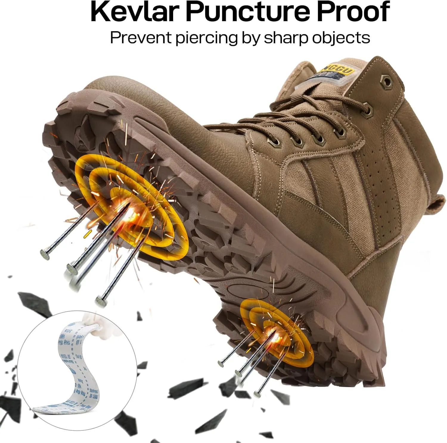 Steel Toe Boots for Men Comfortable Mens Work Boots Indestructible Construction Industrial Safety Boots