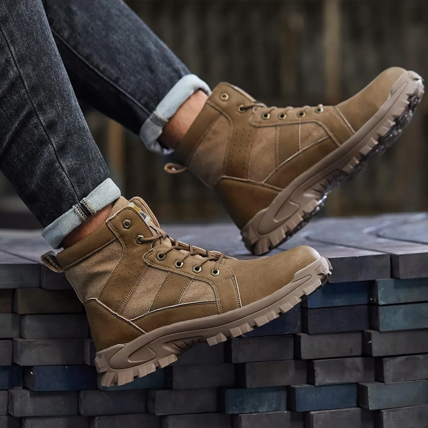 Steel Toe Boots for Men Comfortable Mens Work Boots Indestructible Construction Industrial Safety Boots